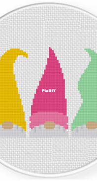 Daily Cross Stitch - Peekaboo Gnome Trio - FREE