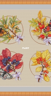 Nadin Embroidery - Hawthorn, Rosehip, Sea Buckthorn, Black Chokeberry by Nadezhda Oleinik/Oleynik