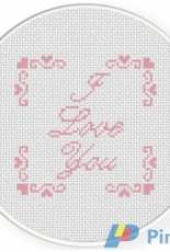 Daily Cross Stitch - I Love You With Border