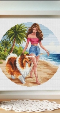 Girl and Collie by Nataliia Khvostova