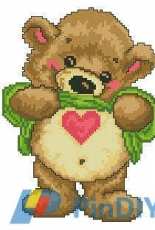 A.B.C. Cross Stitch Freebie Valentine Teddy