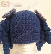 A Crafty Chick - Niki Wyre - Arthritis Awareness Blue Curly Pigtail Beanie