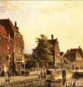 Golden Kite 1413 - Figures by a Canal in a Dutch Town