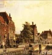 Golden Kite 1413 - Figures by a Canal in a Dutch Town