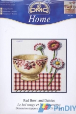 DMC BK286  Red Bowl and Daisies