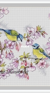 Tits / Titmouses On A Branch by Inna Peshkova