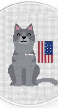 Daily Cross Stitch - Cat With US Flag