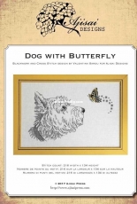 Ajisai Designs - Dog with Butterfly, Blackwork