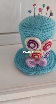 Blue hat pincushion