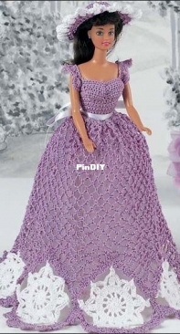 Annies Attic - Annies Fashion Doll Crochet Club - Carolyn Christmas - Lavender Doily Gown - Free