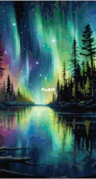 AutumnAndrea - Northern Lights over Forest Lake – Aurora Borealis