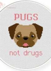 Daily Cross Stitch - Pugs Not Drugs