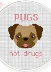 Daily Cross Stitch - Pugs Not Drugs