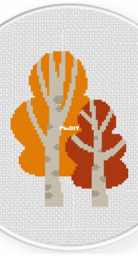 Daily Cross Stitch - Two Autumn Trees