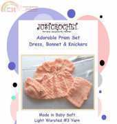 Just Crochet - Heather Davidson - JC28NB Adorable Pram Set Dress Knickers and Bonnet