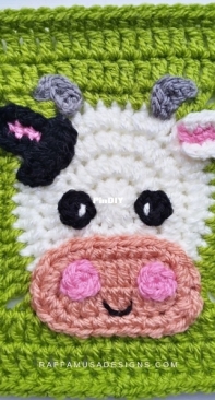 Raffamusa Designs - Raffaella Tassoni - Spring Farm Granny Squares - Sheep Granny Square and Cow Granny Square