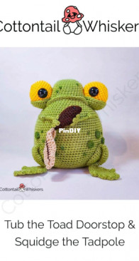 Cottontail and Whiskers - Bea King - Tub the Toad Doorstop and Squidge the Tadpole
