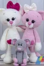 One and Two Company – Carolina Guzman – Kissie the Kitty and Skip the Little Mouse Amigurumi