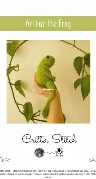 Critter Stitch - Stephanie Buckner - Arthur the Frog