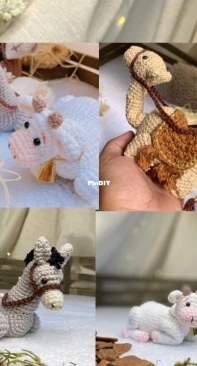 JuRibeiroCrochet - Ju Ribeiro - Juscelia de Fátima Ribeiro - Nativity Scene - Donkey, Camel and Cow - Presépio dos sonhos - Camelo, Burrinho e Vaquinha - Portuguese