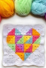 Crafty CC - Rainbow Geometric Heart Square - Free