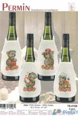 Permin - 78-4106 Peach Teddy Wine Bottle Aprons