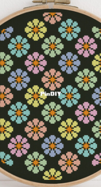 Member Stitch - Colored Floral Ornament - Free