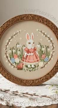 Velour Peach X Stitch - Easter Bunny