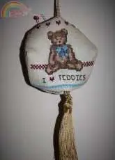 My work - biscornu I love Teddies