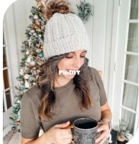 Briana K Designs - Briana Kepner - Snowy Wheat Puff Beanie