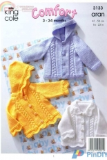 King Cole Comfort-3133-Aran Baby Cardigan