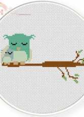 Daily Cross Stitch - Mother Owl and Baby