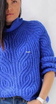 Wave sweater or V-neck pullover by Elena Kuzmina - Russian