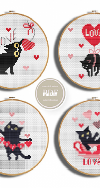Cats And Hearts - 284-1, 284-2, 284-3 And 284-4 by Maria Ovsyannikova - Free
