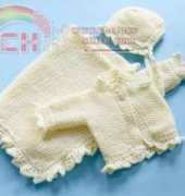 Lion Brans Yarns-90064AD-Christening Set Cardigan-Free