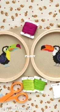 Fuzzy Fox Designs - Two Tropical Toucans by Rachel James