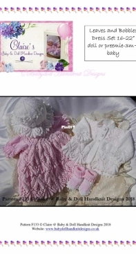 Leaves and bobbles dress set F133 by Claires Baby doll Handknits Designs