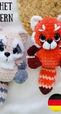 Chirka Toys - Ekaterina Chirkova - Sweet peas: Mini Raccoon and Red Panda - Kleine Erbsen: Klein Waschbar und Roter Panda - English, German