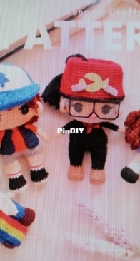 The Looped Crafts - Aimy Loren Fernandez - Mini Gravity Fall: Mabel, Dipper, Stan, Gnome, Waddles - Spanish