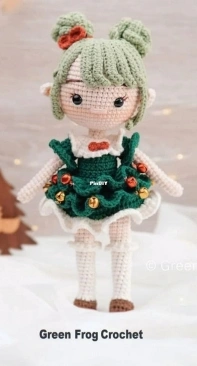 Green Frog Crochet - Thuy Anh - Đặng Thùy Anh - Chirstmas Tree Elf  - Russian - Translated