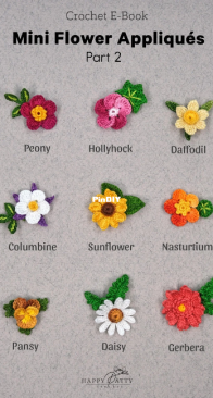 Mini Flower Appliques E-Book, Part 2 By Happy Patty Crochet