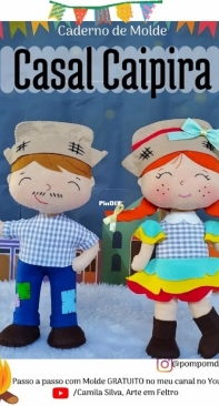 Atelie Pompom de Feltro - Camila Silva - Farmer Couple - Casal Caipira - Portuguese - Free
