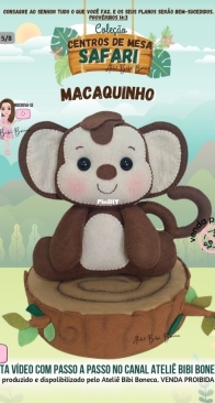 Atelie Bibi Boneca - Bruna Guimaraes - Safari Centerpieces Collection N.5/8 - Monkey - Macaquinho -  Portuguese - Free