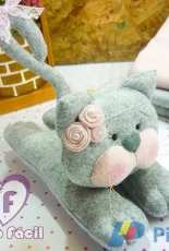 Feltro Fácil - Peso de Porta Gatinha - Cat Doorstop - Felt pattern - Portuguese - Free
