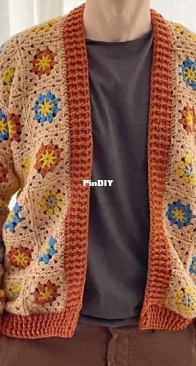 Hobbii Design - Beautiful Crochet Stuff - Jane Green - Floral Fusion Men Cardigan - Free