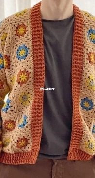 Hobbii Design - Beautiful Crochet Stuff - Jane Green - Floral Fusion Men Cardigan - Free
