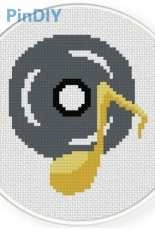 Daily Cross Stitch - Music Disk & Note