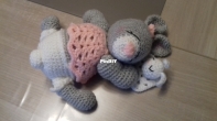 Sleeping bunny and his cuddly toy