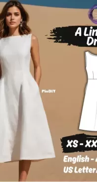 PatternsMod -  A Line Midi Linend Dress