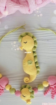 Naz Toys Amigurumi - Seahorse and stroller ornament - - Denizatı ve puset süsü - Turkish